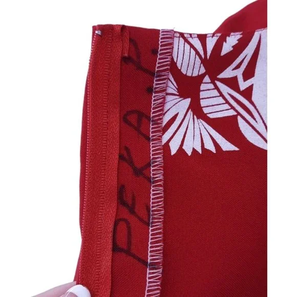 VTG 80s Red Hawaiian Puff Sleeve Square Neck Blouse Wrap Skirt Set Plus Size 5X - Picture 7 of 11